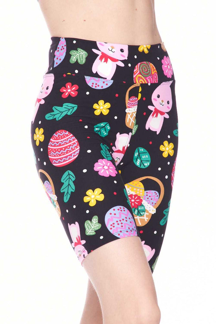 Wholesale Buttery Smooth Cute Bunnies and Easter Egg Plus Size Shorts - 3 Inch