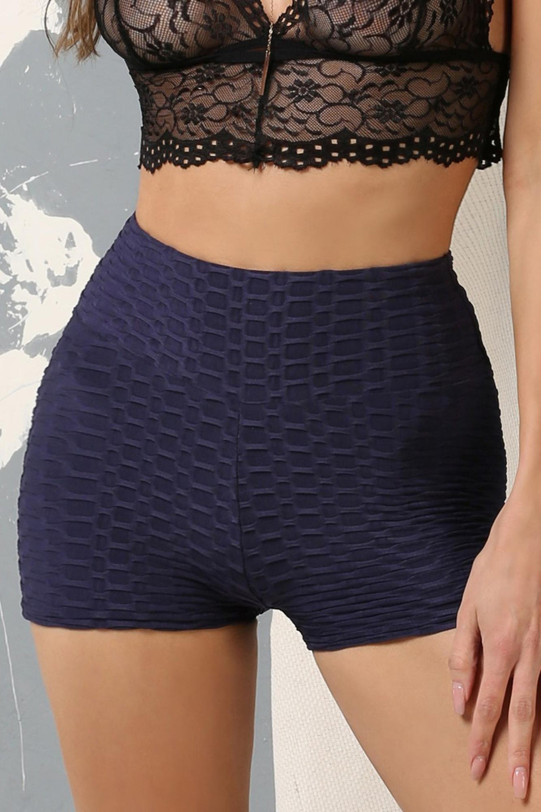 Wholesale Solid Textured Scrunch Butt Sport Shorts