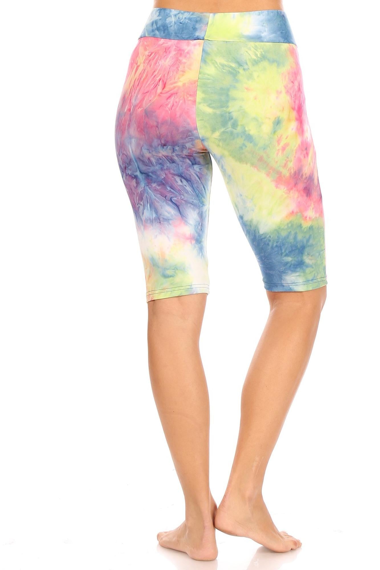Wholesale Brushed Tie Dye High Waisted Biker Shorts
