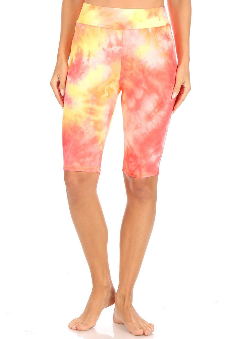 Wholesale Brushed Tie Dye High Waisted Biker Shorts