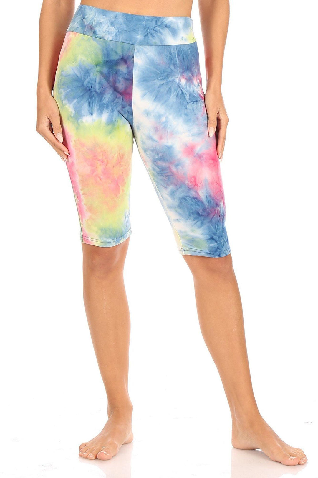 Wholesale Brushed Tie Dye High Waisted Biker Shorts