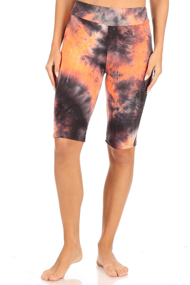 Wholesale Brushed Tie Dye High Waisted Biker Shorts