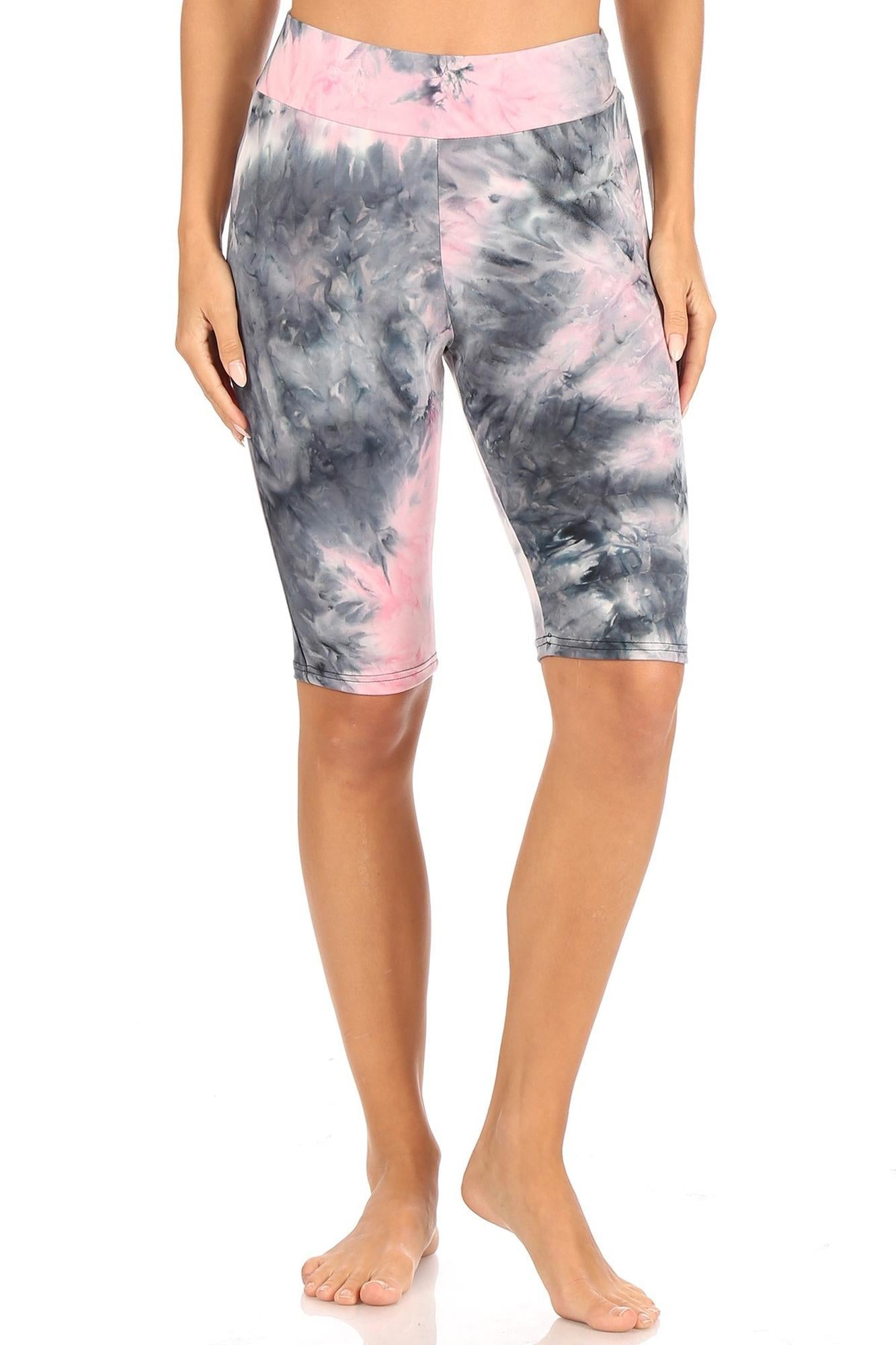 Wholesale Brushed Tie Dye High Waisted Biker Shorts