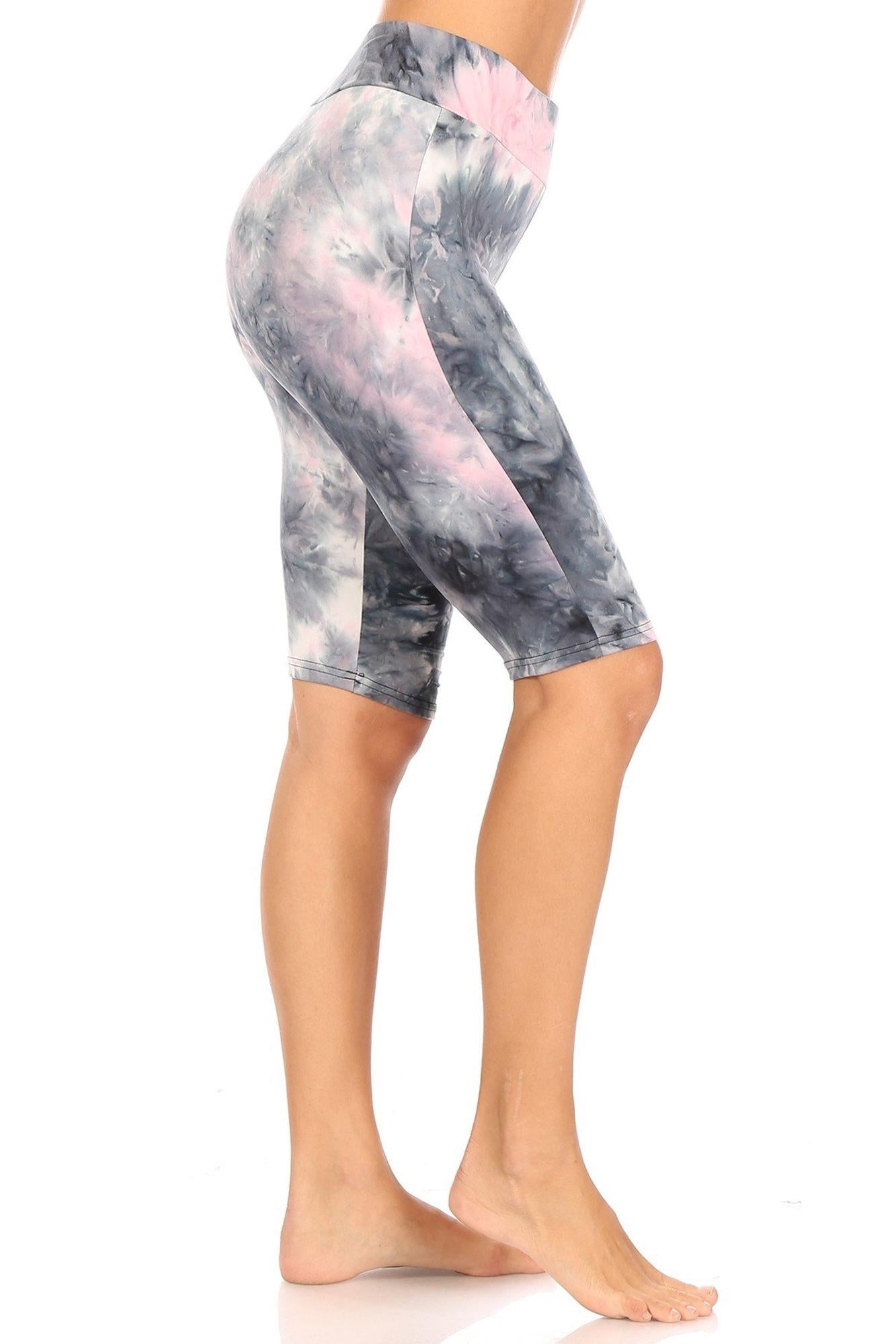Wholesale Brushed Tie Dye High Waisted Biker Shorts