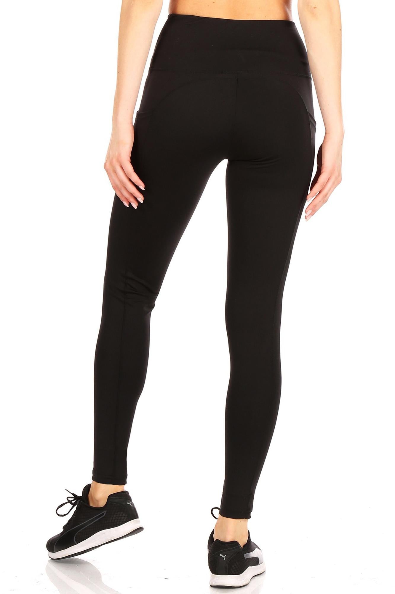 Wholesale Solid High Waisted Workout Leggings with Side Pockets