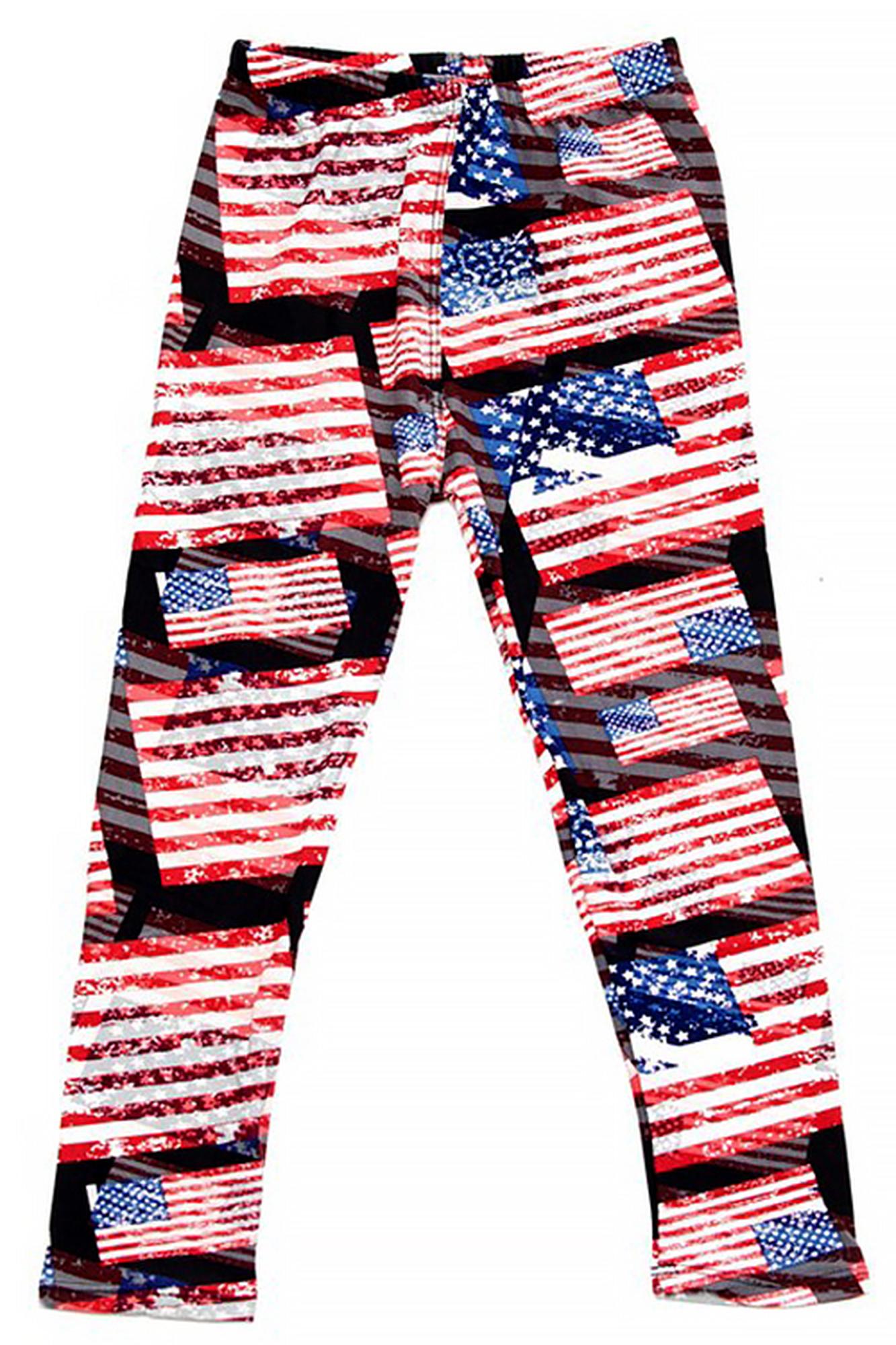 Wholesale Buttery Soft 3D Hologram USA Flag Kids Leggings