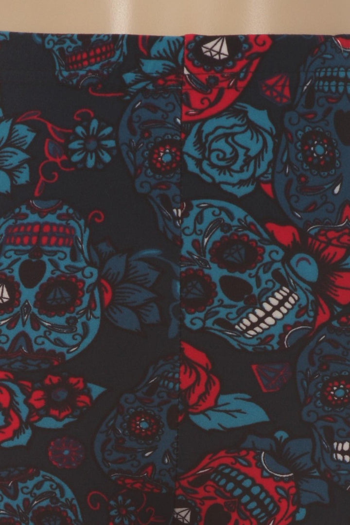 Wholesale Buttery Soft Blue Sugar Skulls Kids Leggings