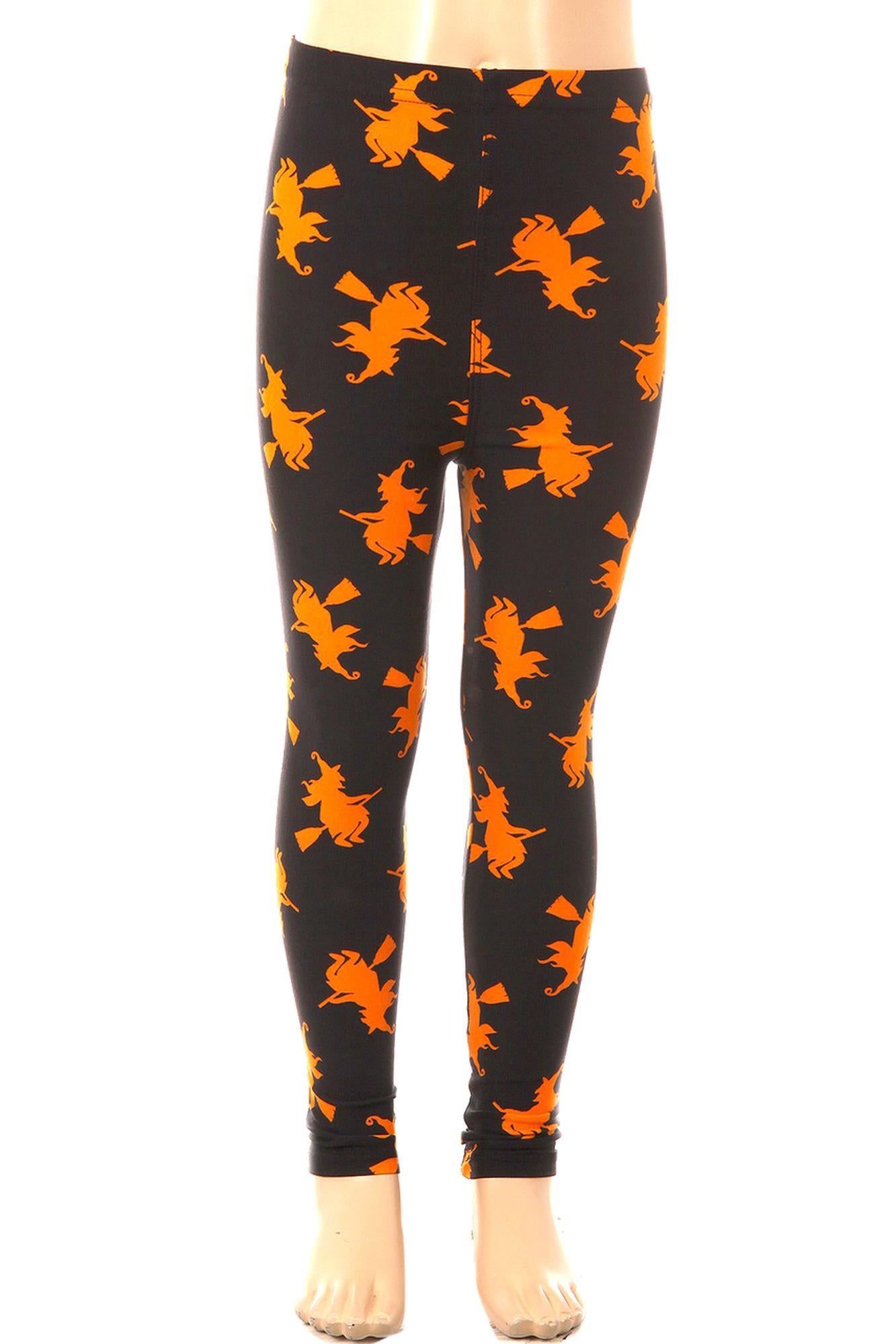 Wholesale Buttery Soft Broomstick Witches Kids Leggings