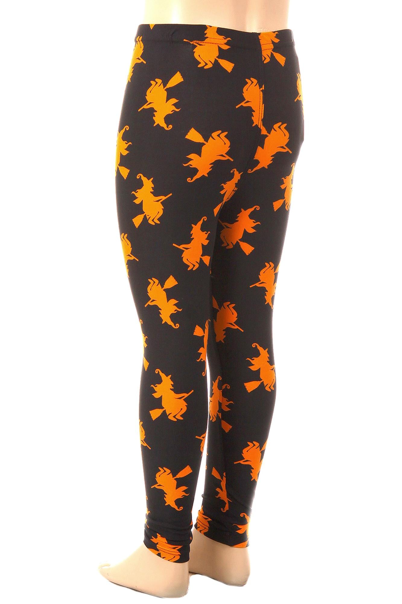 Wholesale Buttery Soft Broomstick Witches Kids Leggings