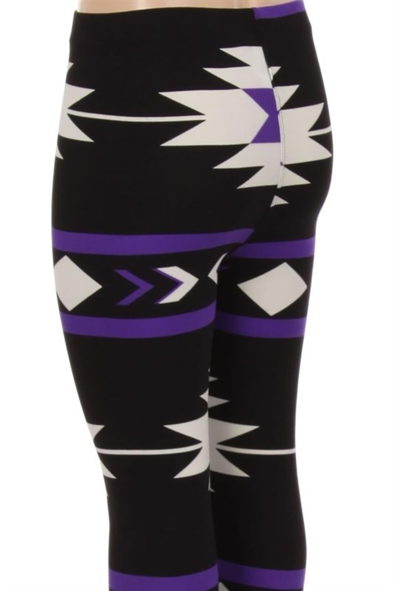 Wholesale Buttery Soft Purple Azteca Tribal Kids Leggings