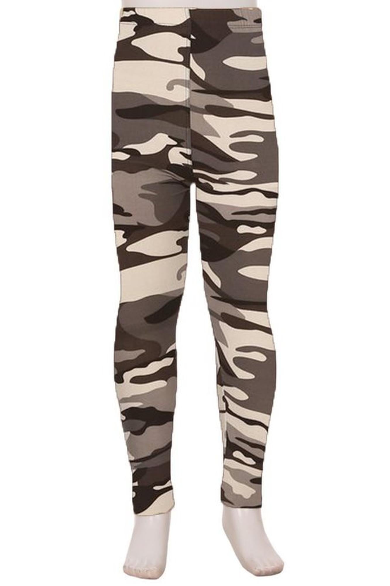 Wholesale Buttery Soft Charcoal Camouflage Kids Leggings - EEVEE