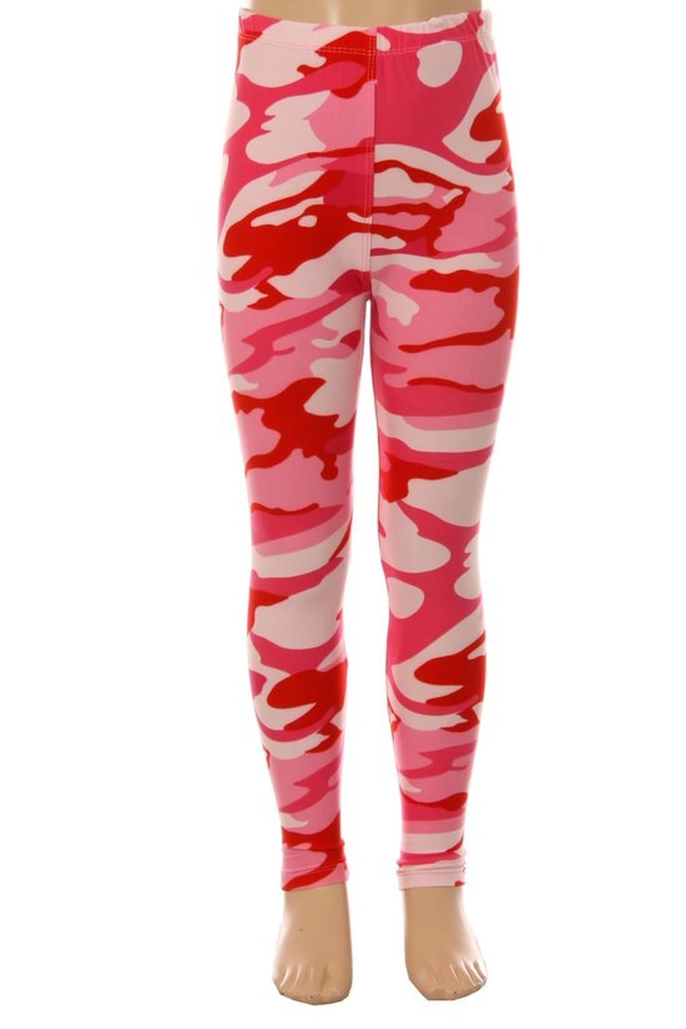 Wholesale Buttery Soft Pink Camouflage Kids Leggings - EEVEE