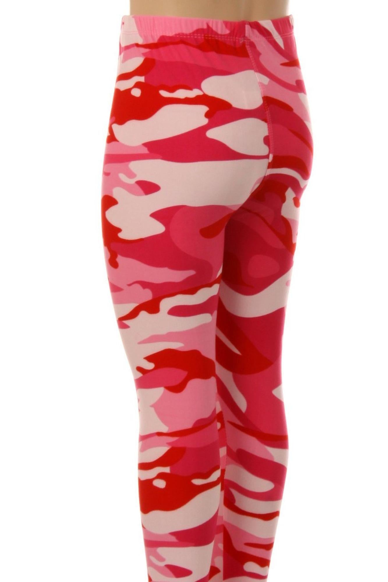 Wholesale Buttery Soft Pink Camouflage Kids Leggings - EEVEE