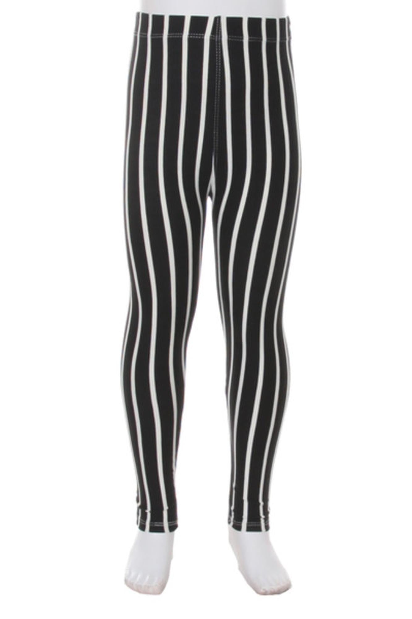 Wholesale Buttery Soft Black Vertical Pinstripe Kids Leggings