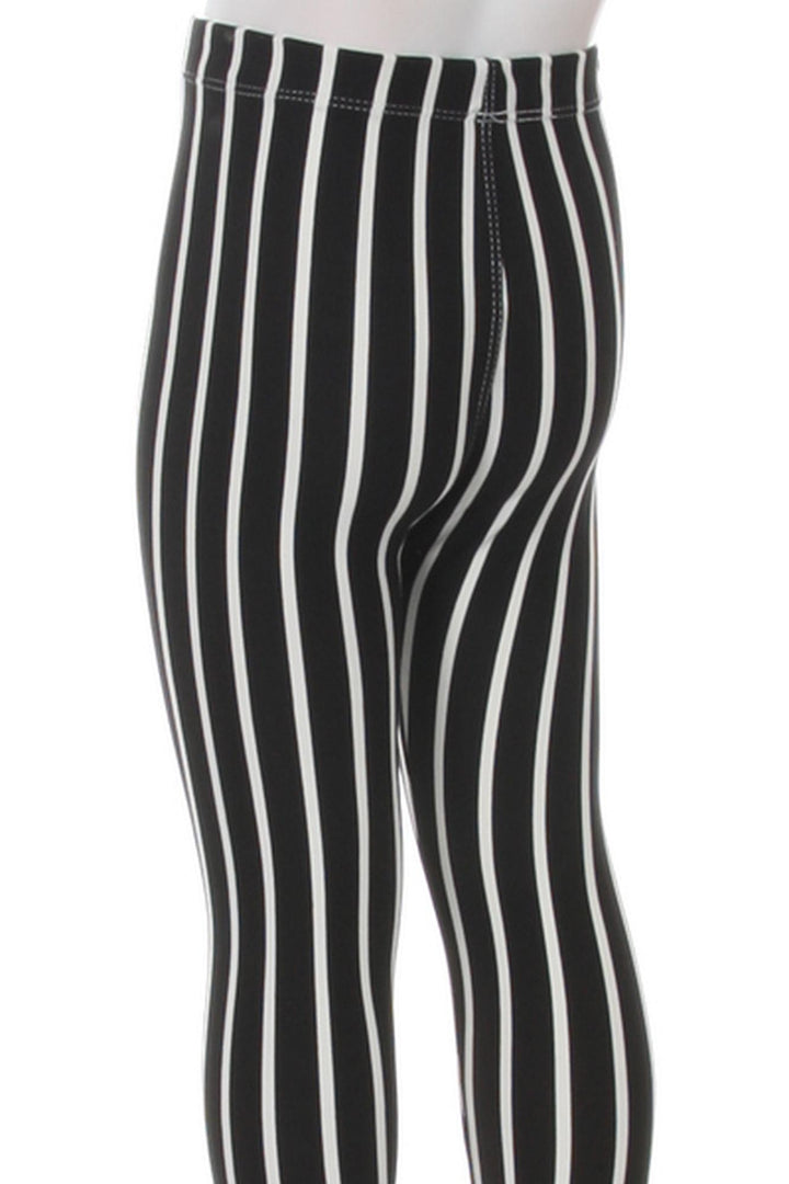 Wholesale Buttery Soft Black Vertical Pinstripe Kids Leggings