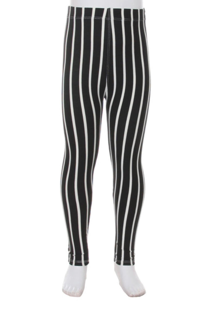Wholesale Buttery Soft Black Vertical Pinstripe Kids Leggings