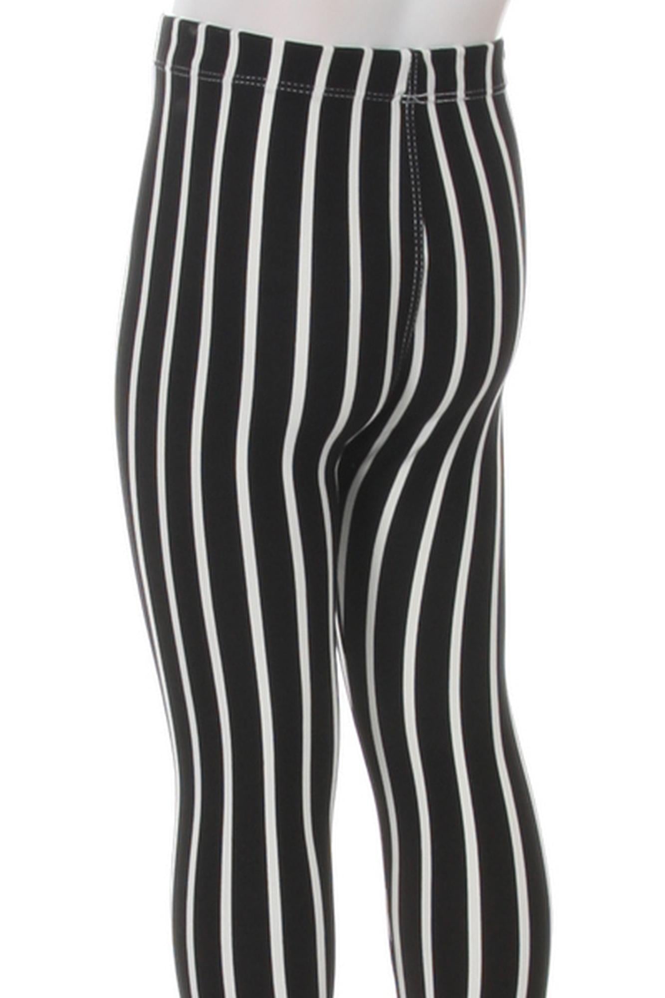 Wholesale Buttery Soft Black Vertical Pinstripe Kids Leggings