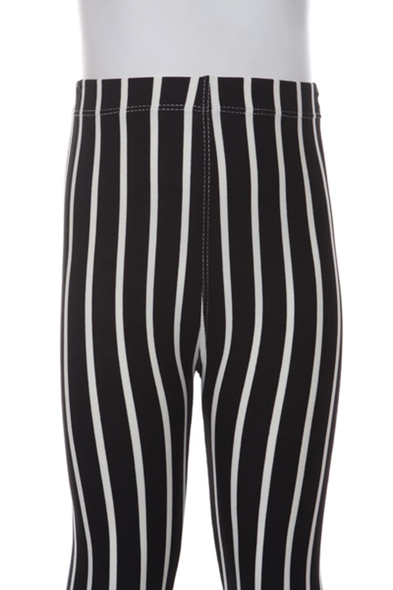 Wholesale Buttery Soft Black Vertical Pinstripe Kids Leggings