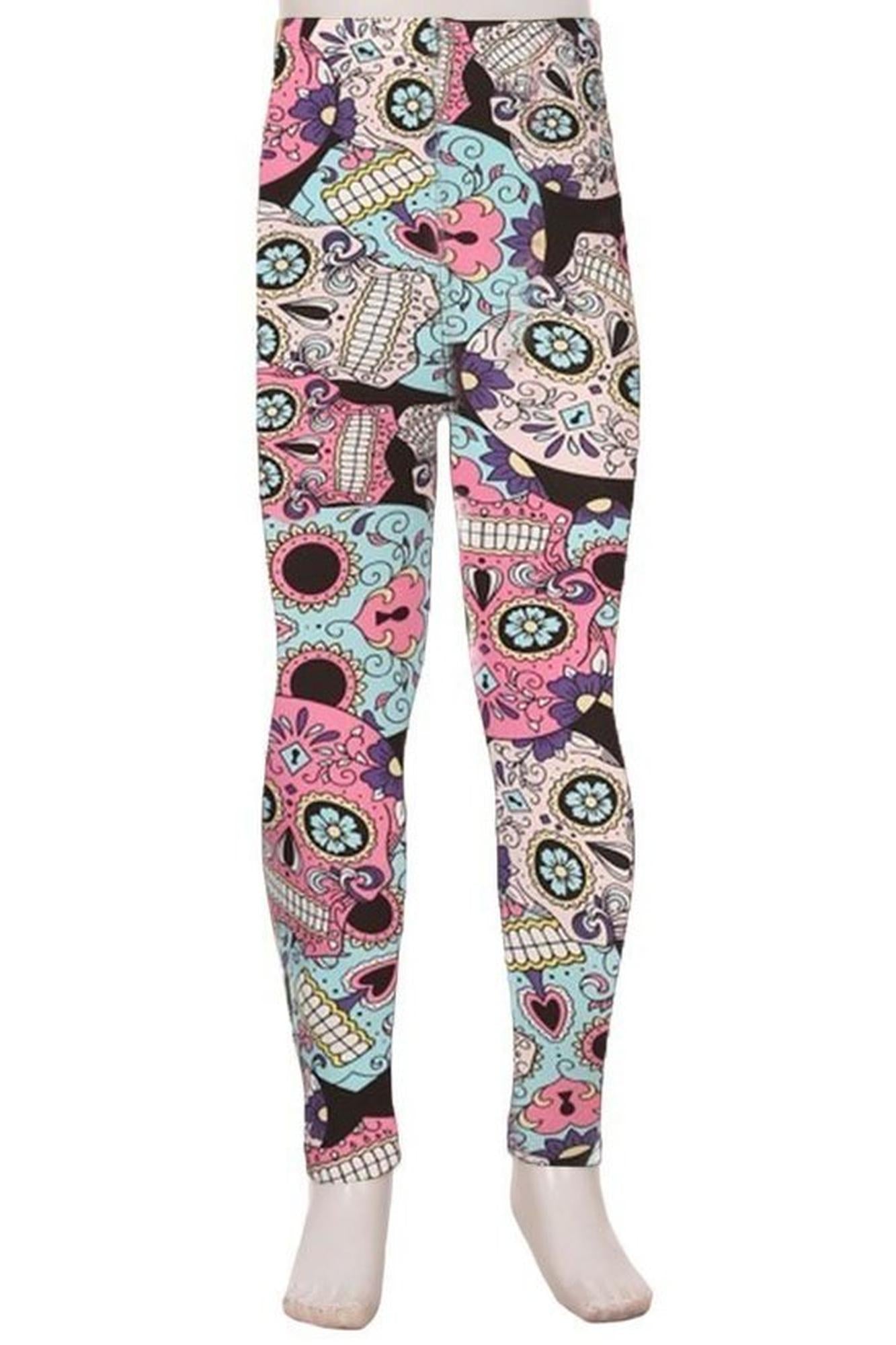 Wholesale Buttery Soft Pastel Sugar Skull Kids Leggings