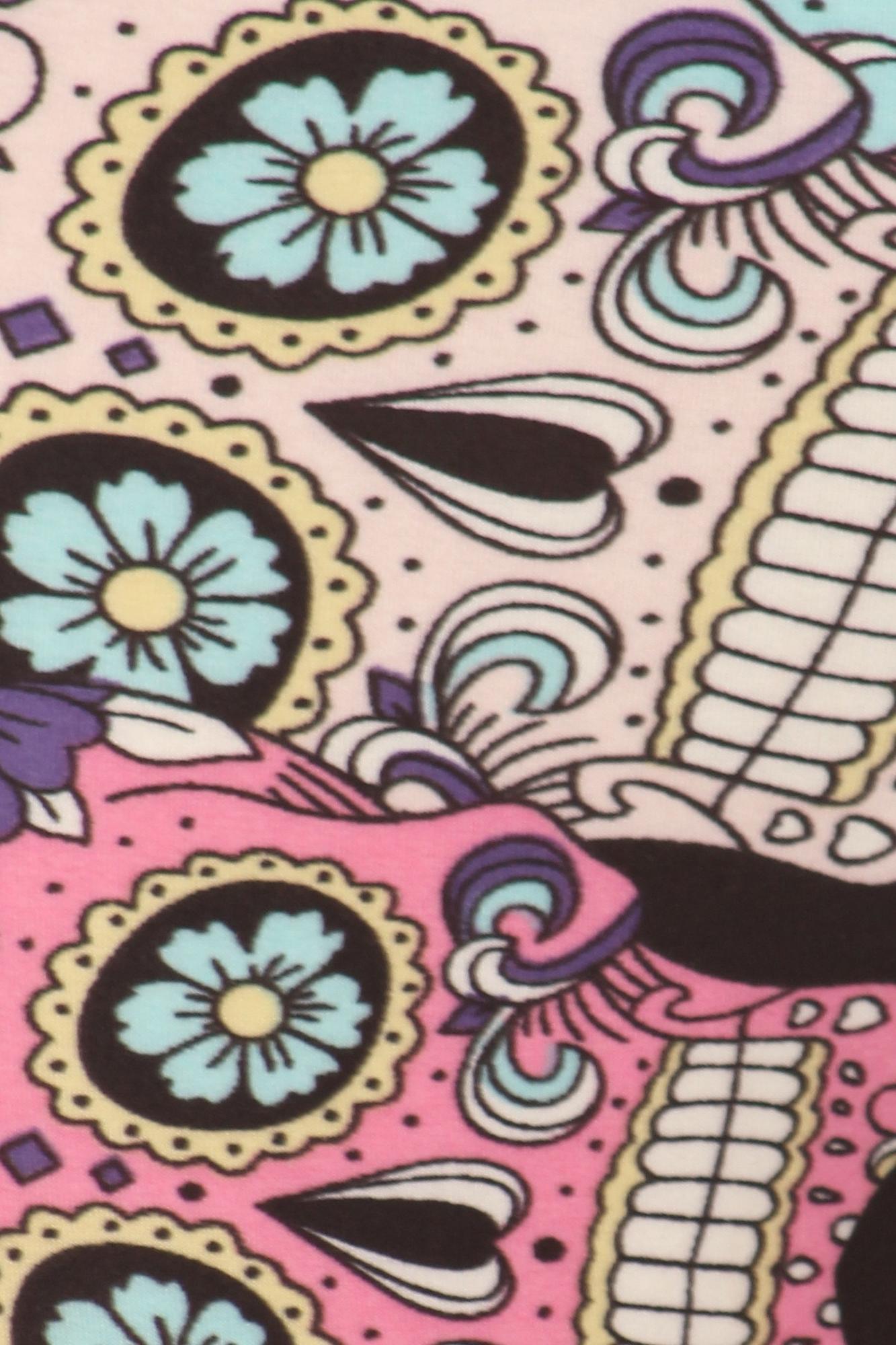 Wholesale Buttery Soft Pastel Sugar Skull Kids Leggings