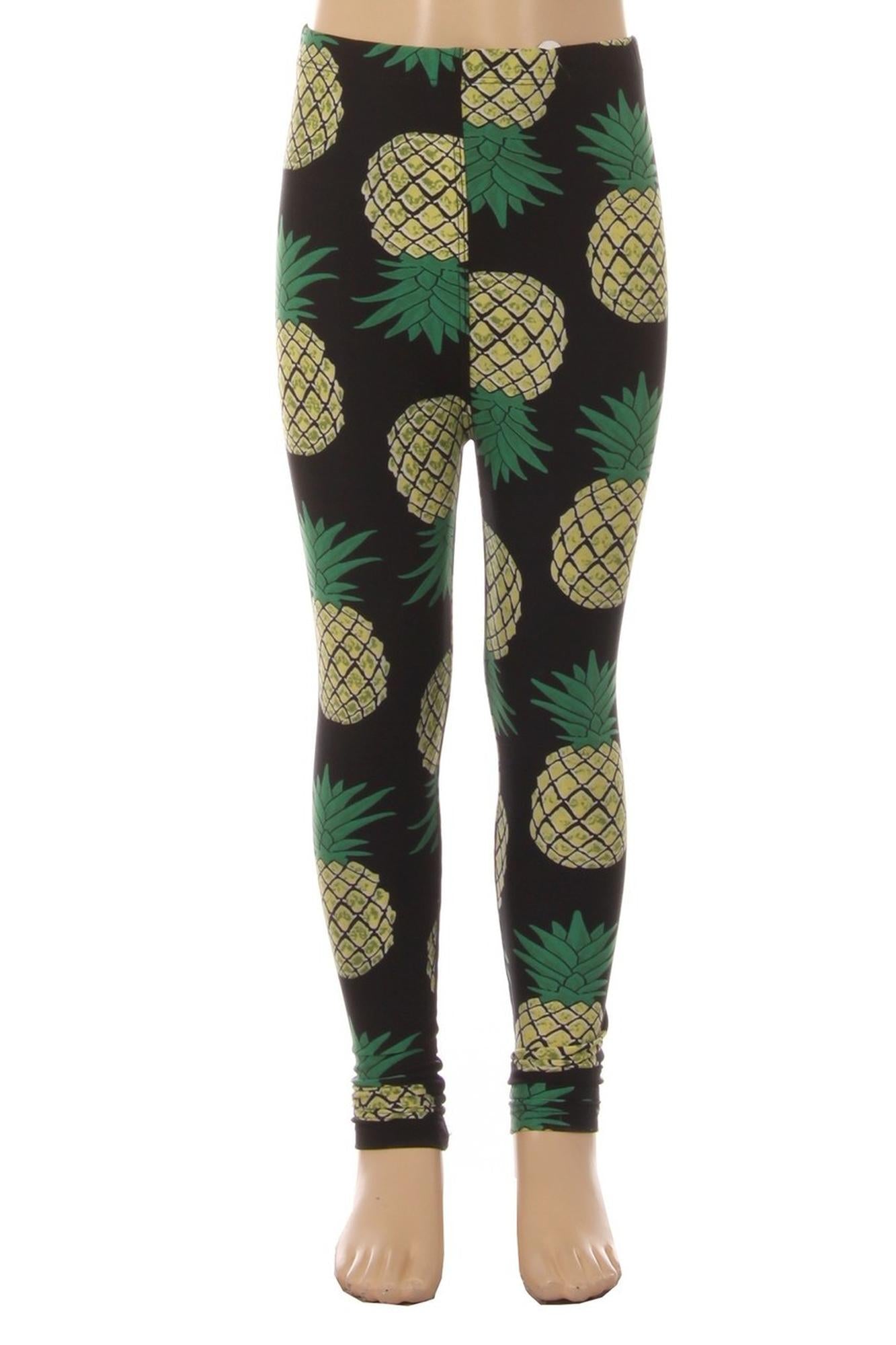 Wholesale Buttery Soft Green Pineapple Kids Leggings - EEVEE