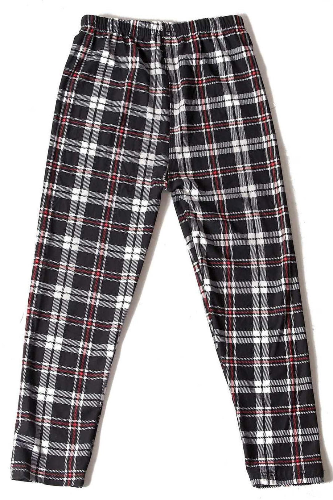 Wholesale Buttery Soft Burgundy Stripes Plaid Kids Leggings