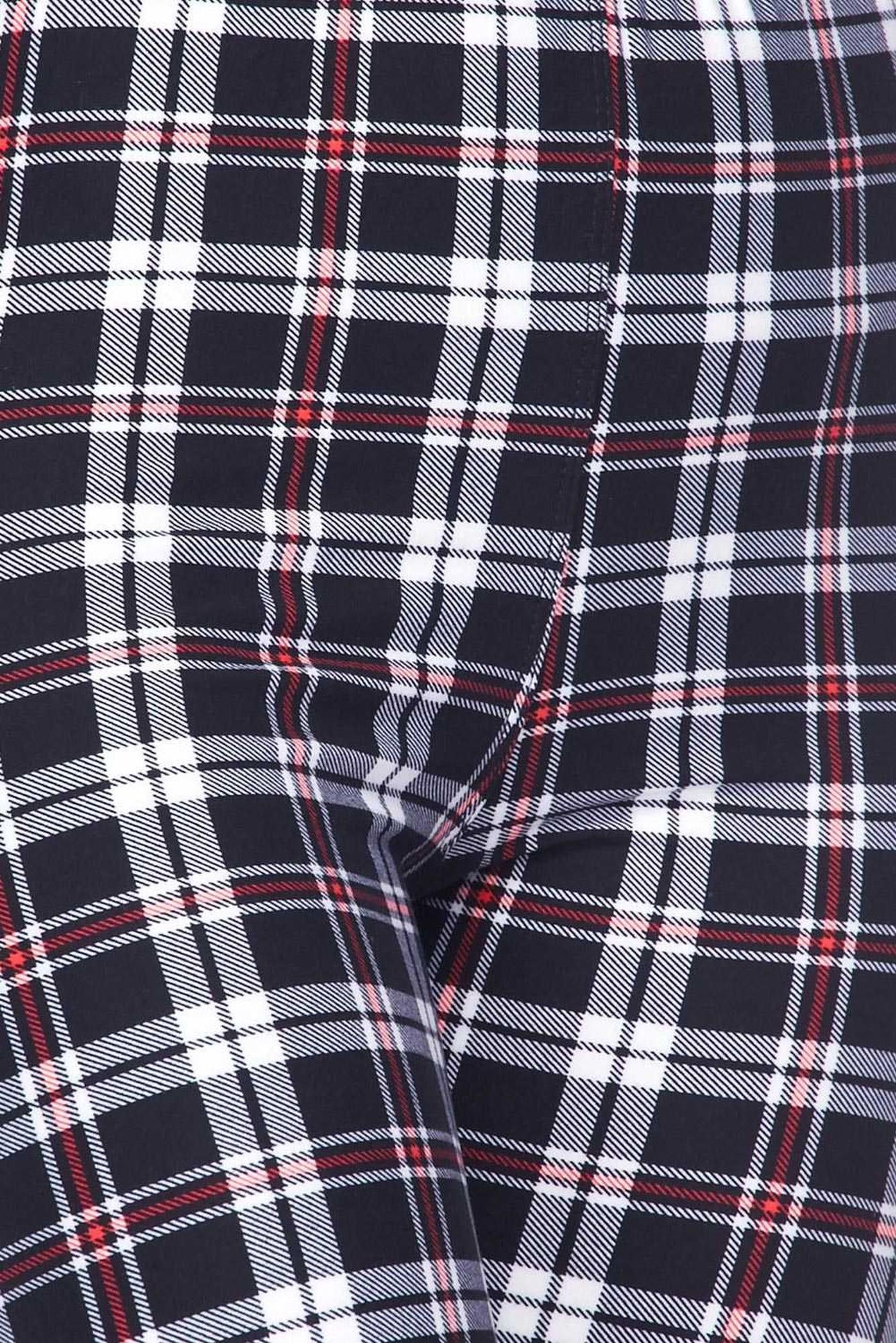 Wholesale Buttery Soft Burgundy Stripes Plaid Kids Leggings