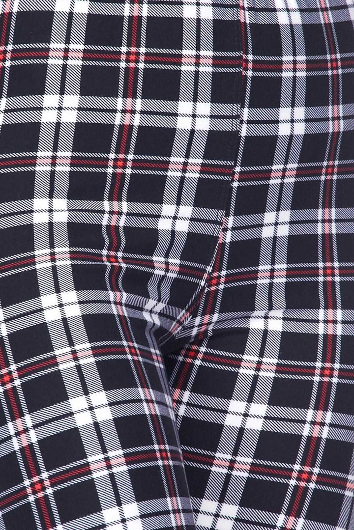Wholesale Buttery Soft Burgundy Stripes Plaid Kids Leggings
