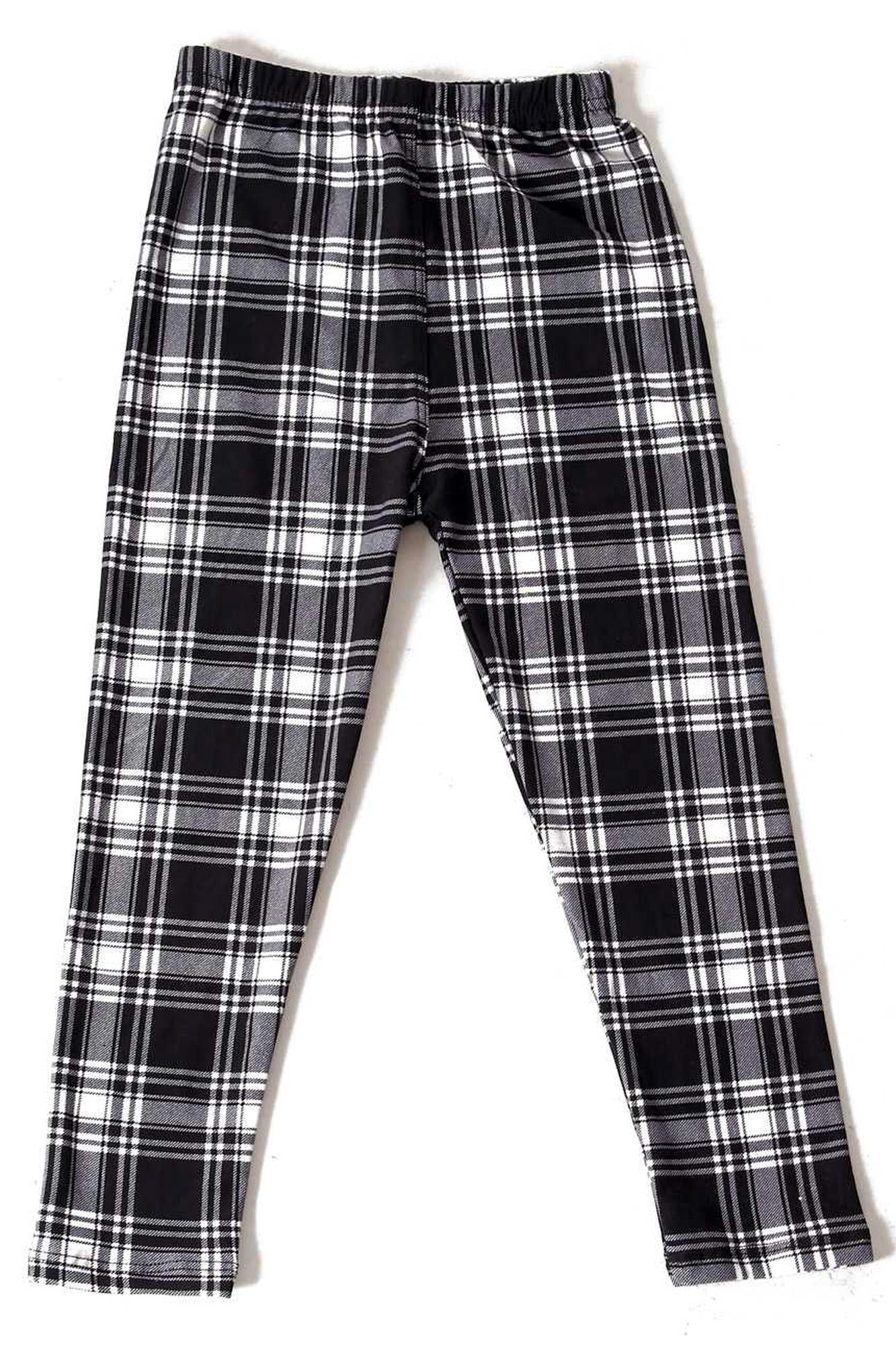 Wholesale Buttery Soft Monochrome Tartan Plaid Kids Leggings