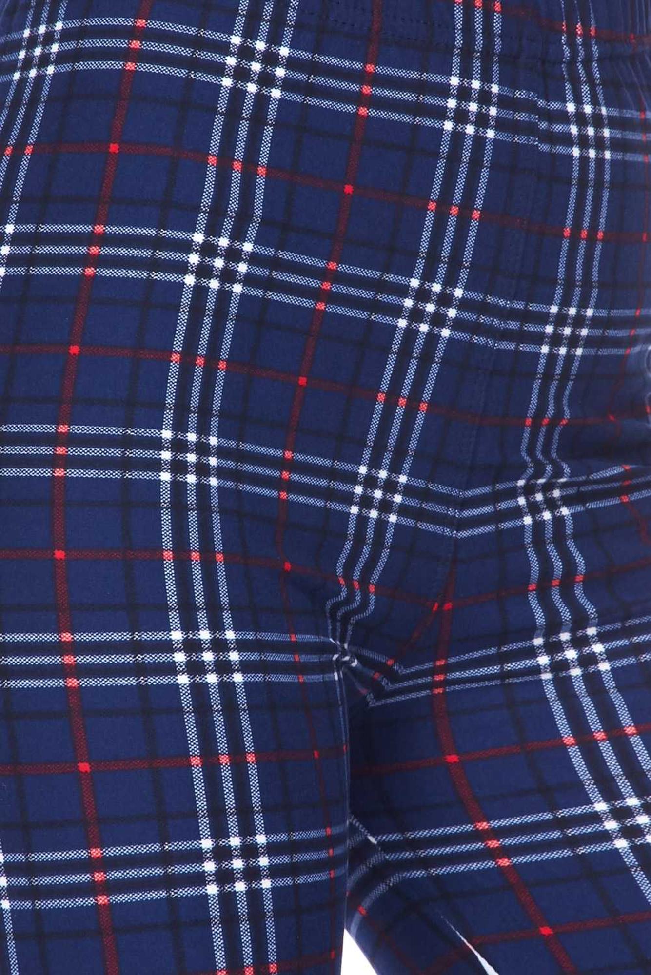 Wholesale Buttery Soft Navy Blue Plaid Kids Leggings