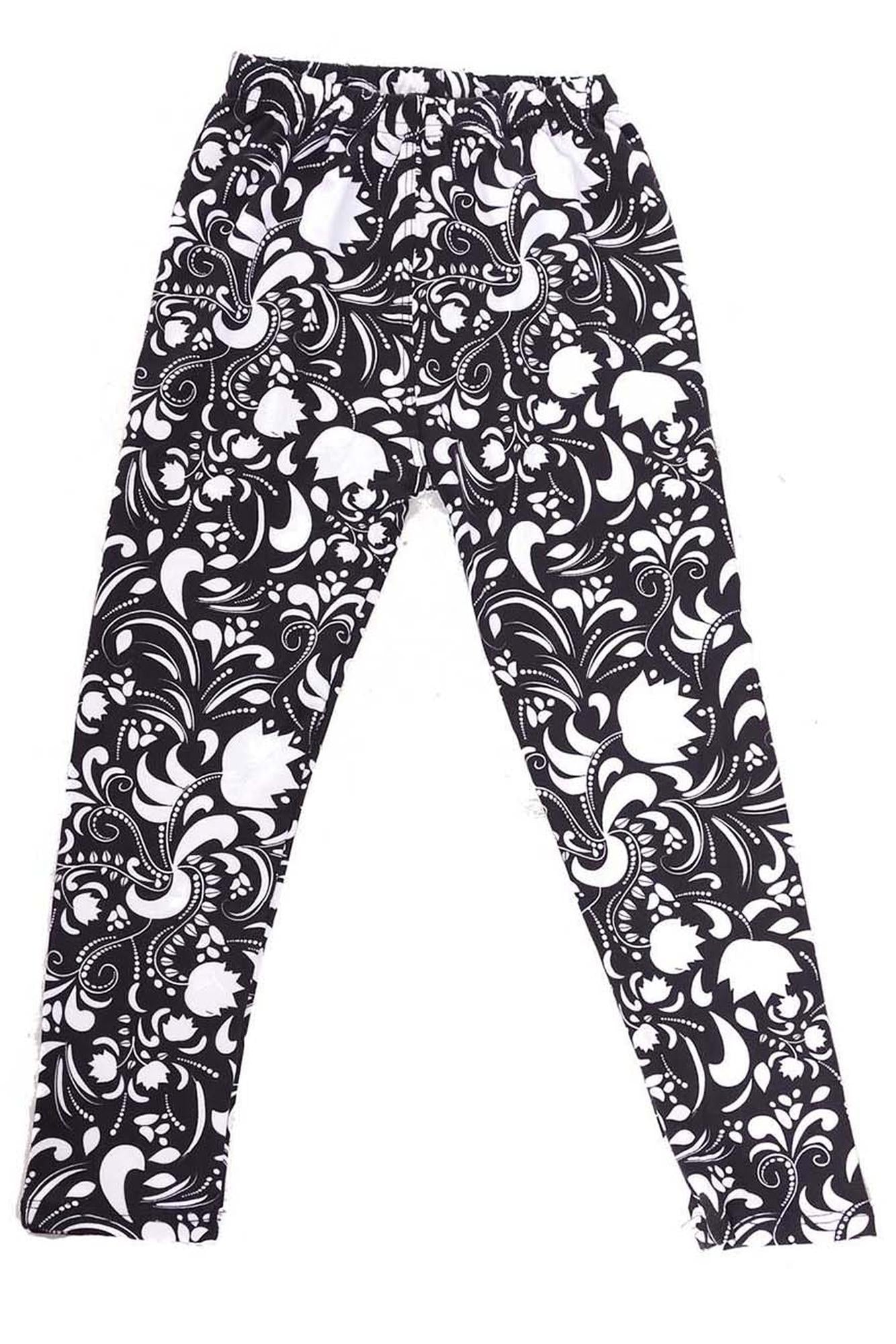 Wholesale Buttery Soft Monochrome Spring Floral Kids Leggings