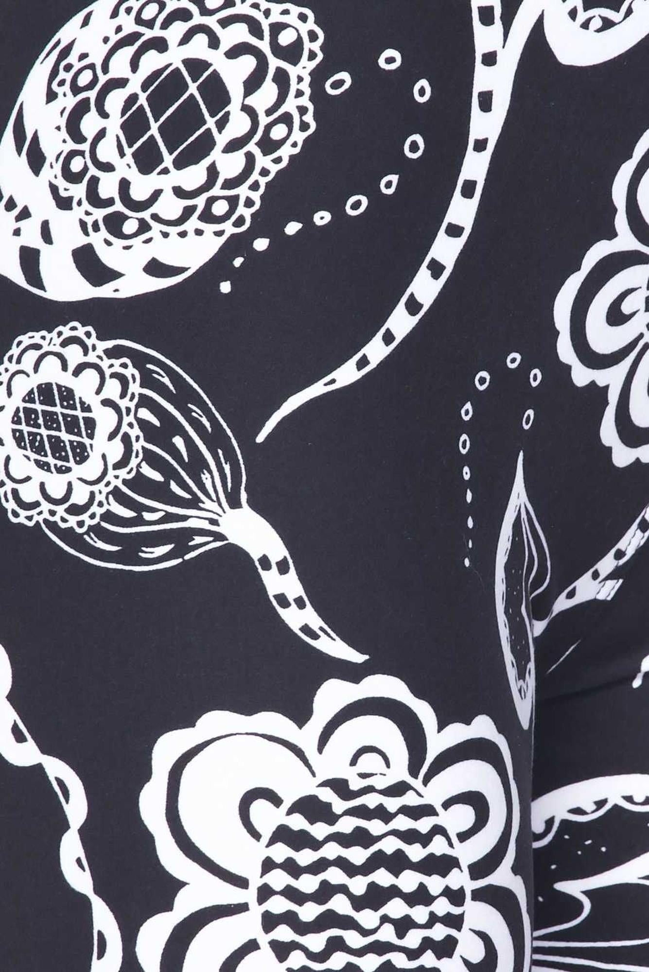Wholesale Buttery Soft Black and White Elegant Floral Kids Leggings