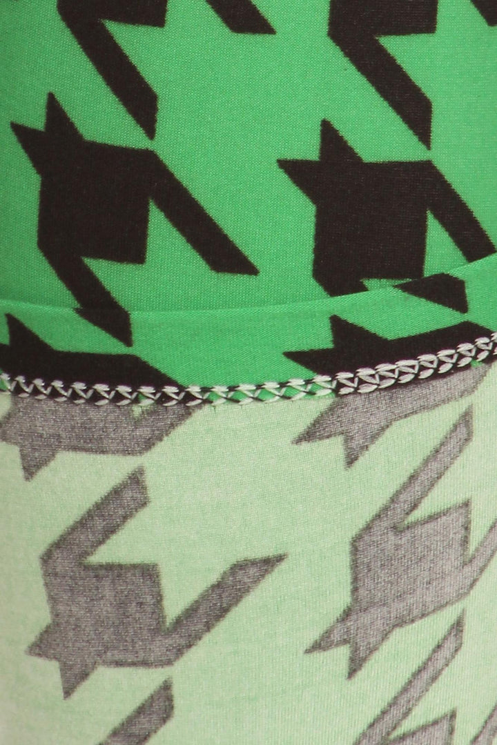 Wholesale Buttery Soft Green Houndstooth Kids Leggings