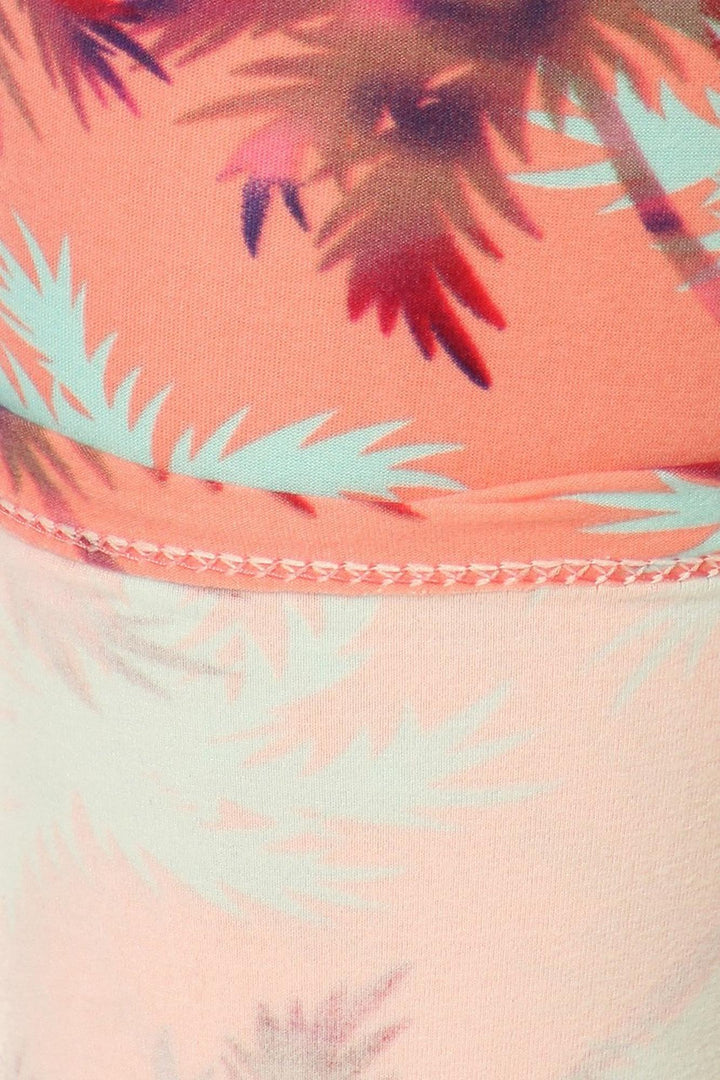 Wholesale Buttery Soft Peach Palm Trees Kids Leggings