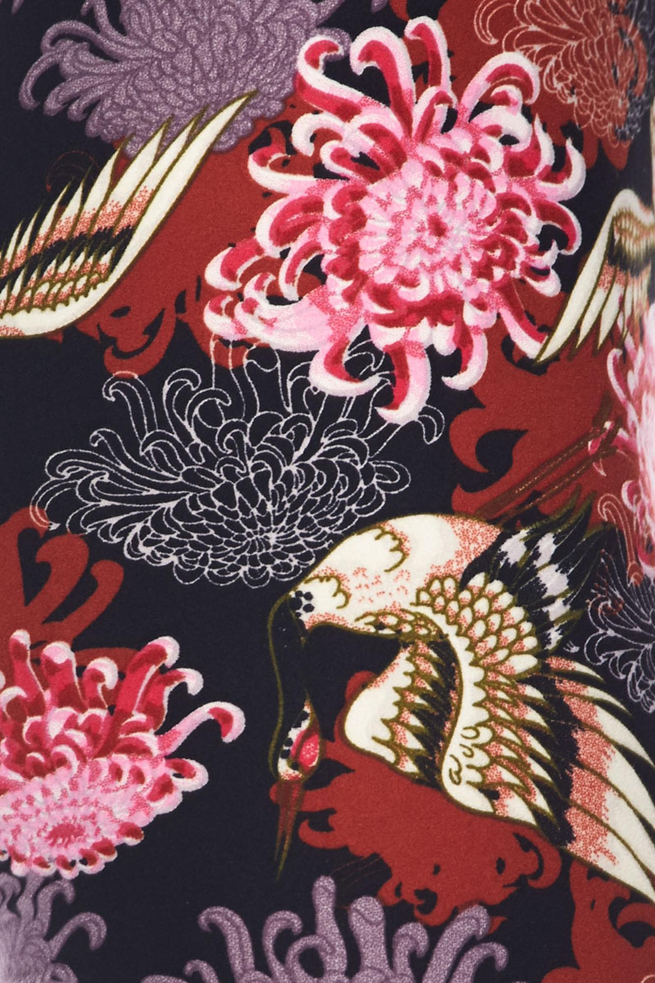 Wholesale Buttery Soft Japanese Cranes and Chrysanthemums Kids Leggings