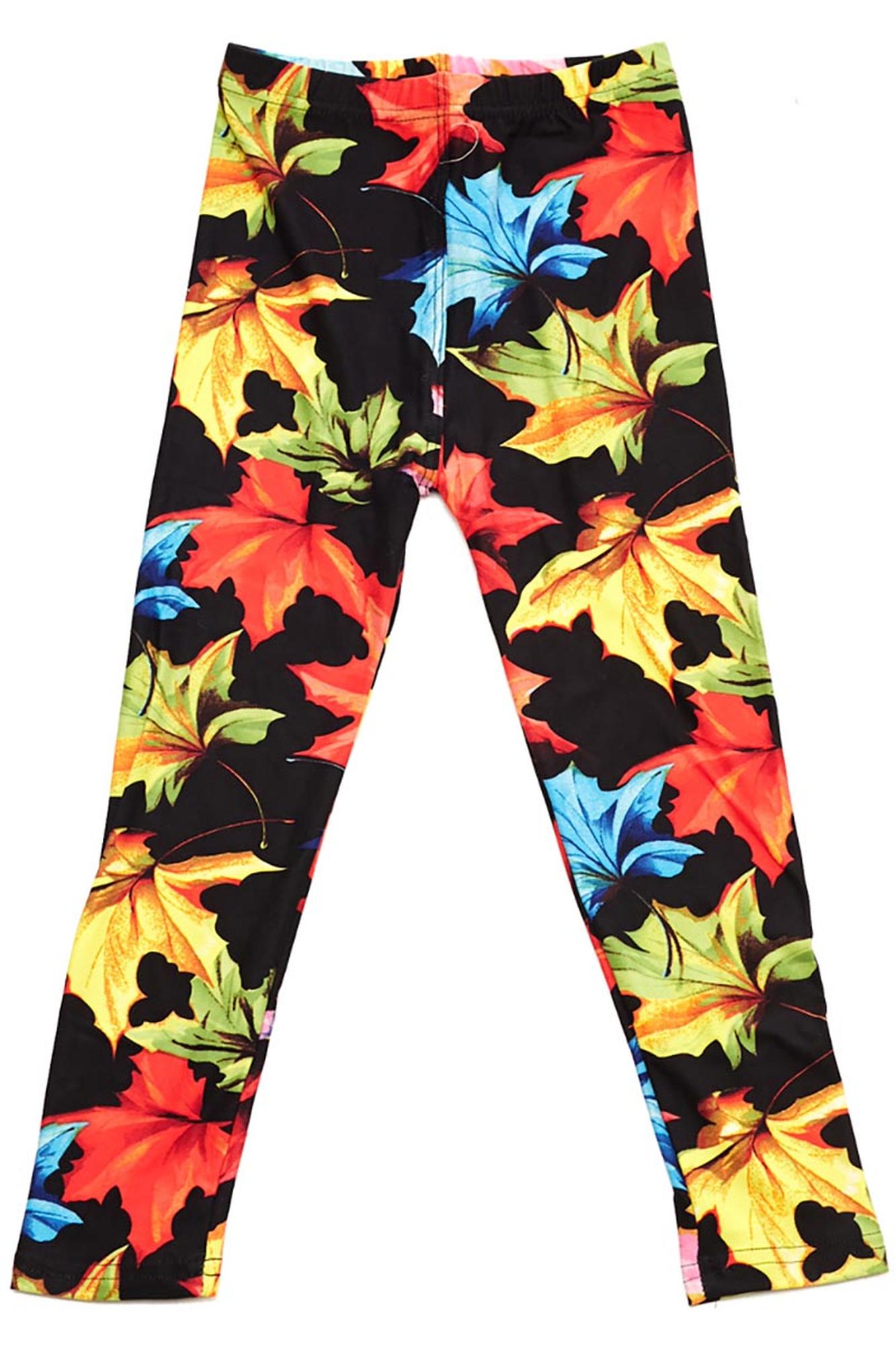 Wholesale Buttery Soft Autumn Leaves Kids Leggings