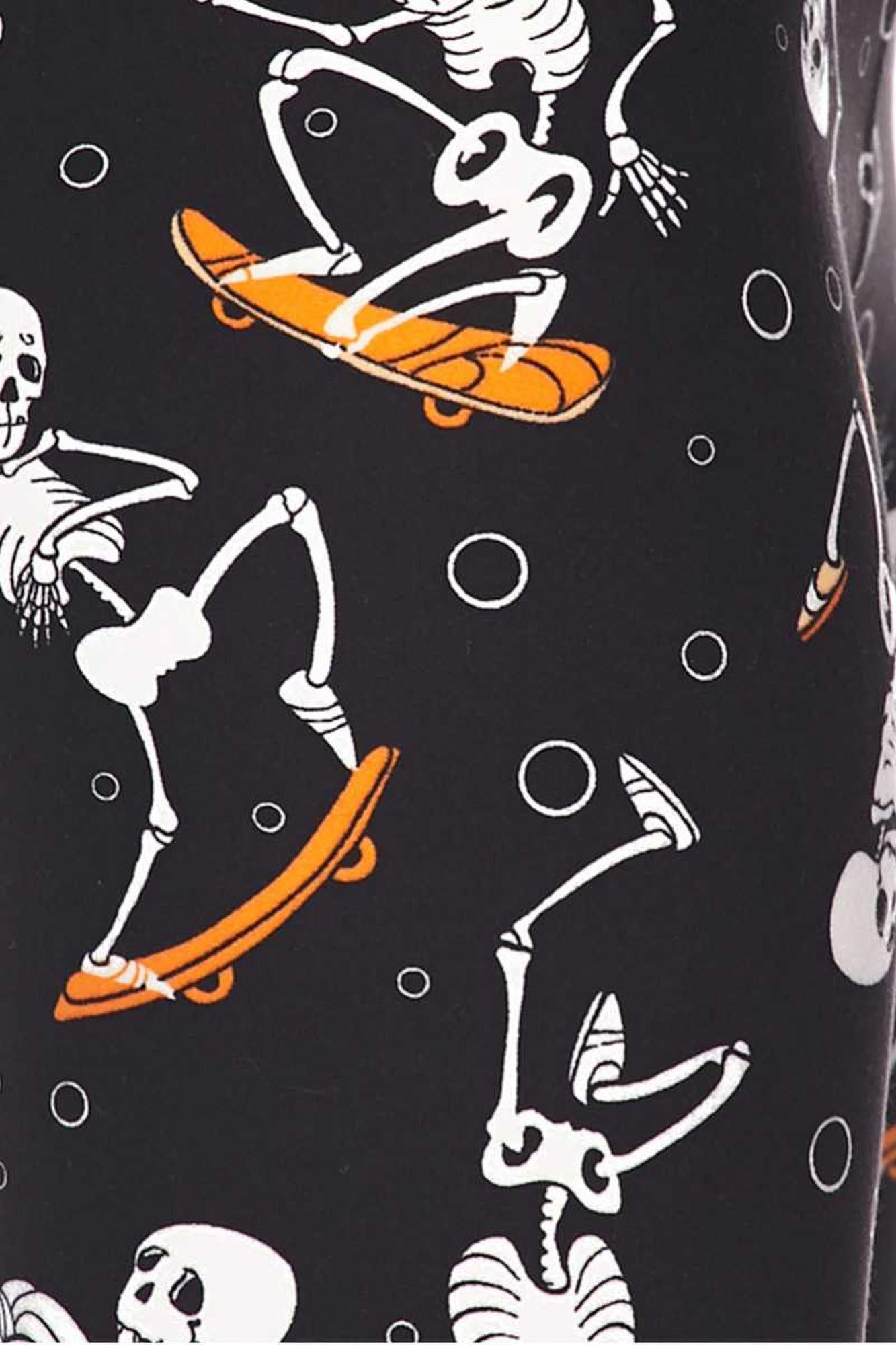 Wholesale Buttery Soft Skateboarding Skeletons Halloween Kids Leggings