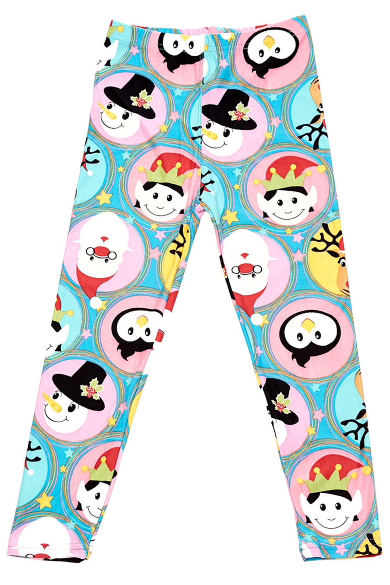 Wholesale Buttery Soft Cute Christmas Faces Kids Leggings