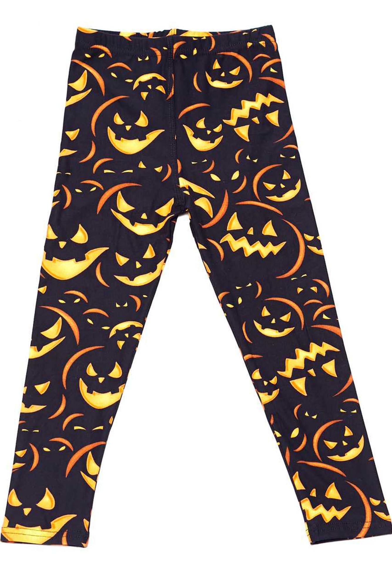 Wholesale Buttery Soft Evil Halloween Pumpkins Kids Leggings