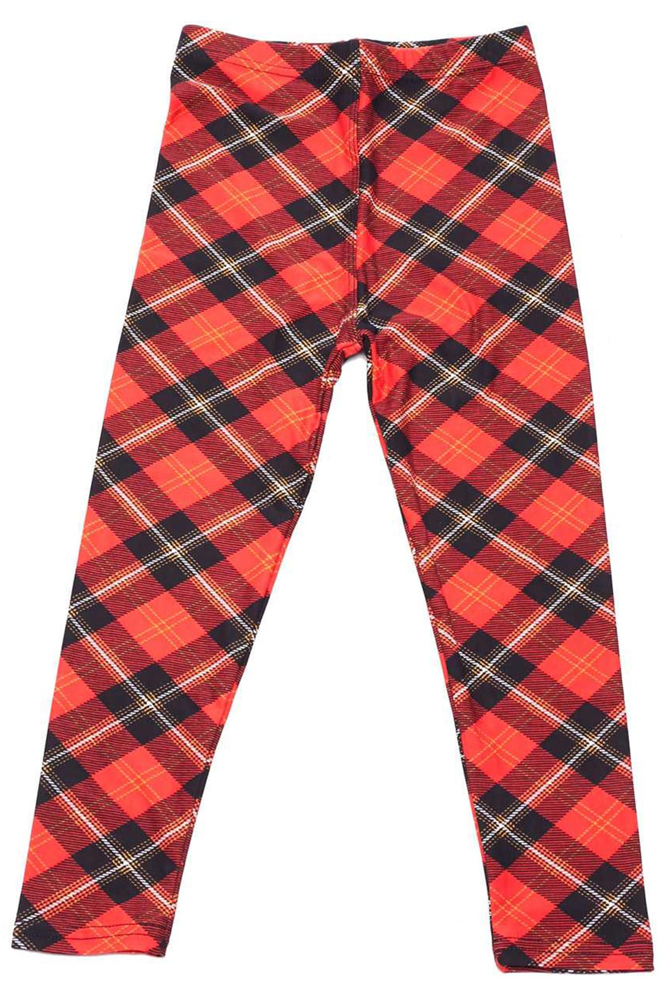 Wholesale Buttery Soft Classic Red Plaid Kids Leggings