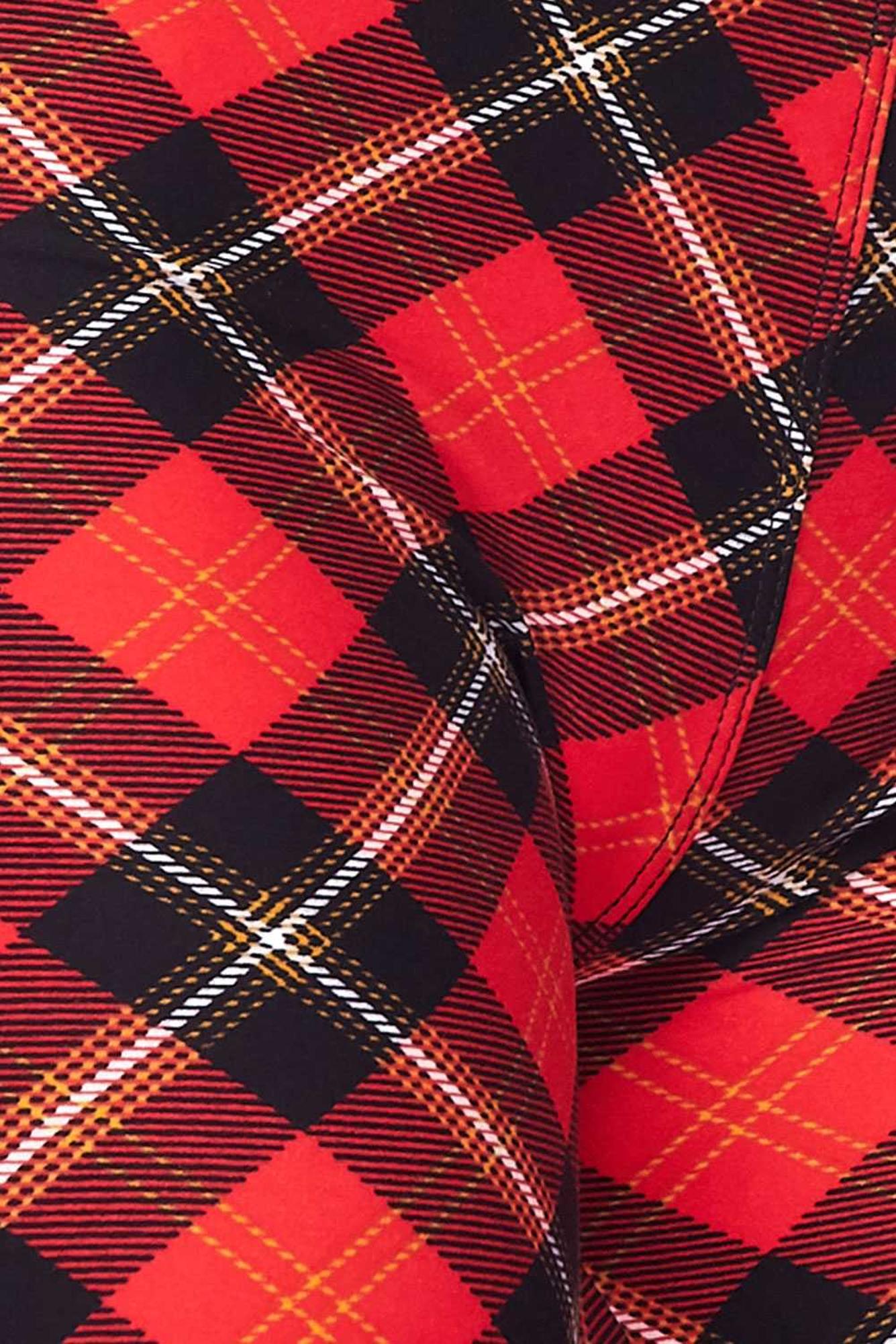 Wholesale Buttery Soft Classic Red Plaid Kids Leggings