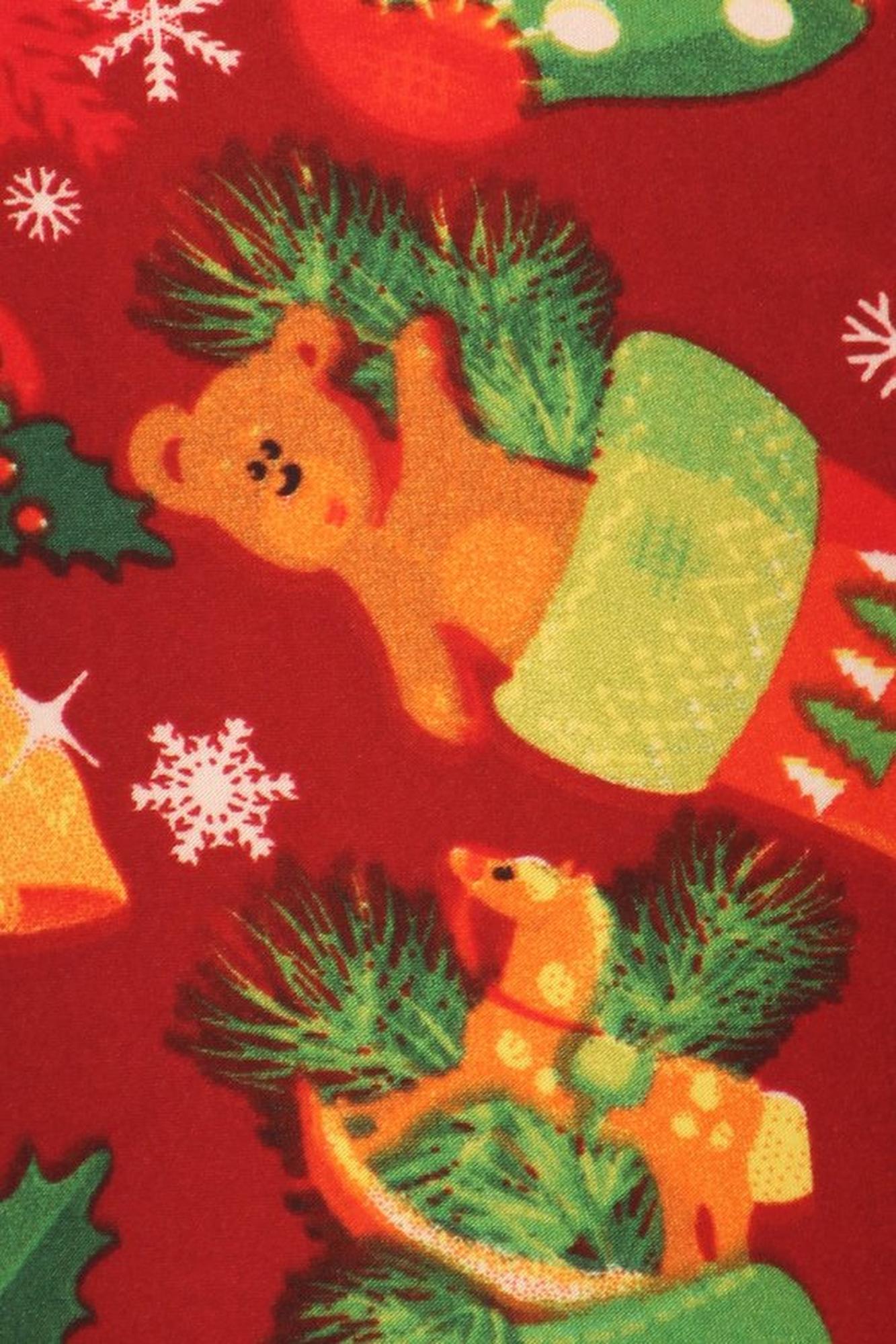 Wholesale Buttery Soft Ruby Red Christmas Stocking Kids Leggings