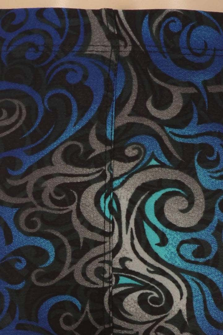 Wholesale Buttery Soft Blue Tangled Swirl Kids Leggings