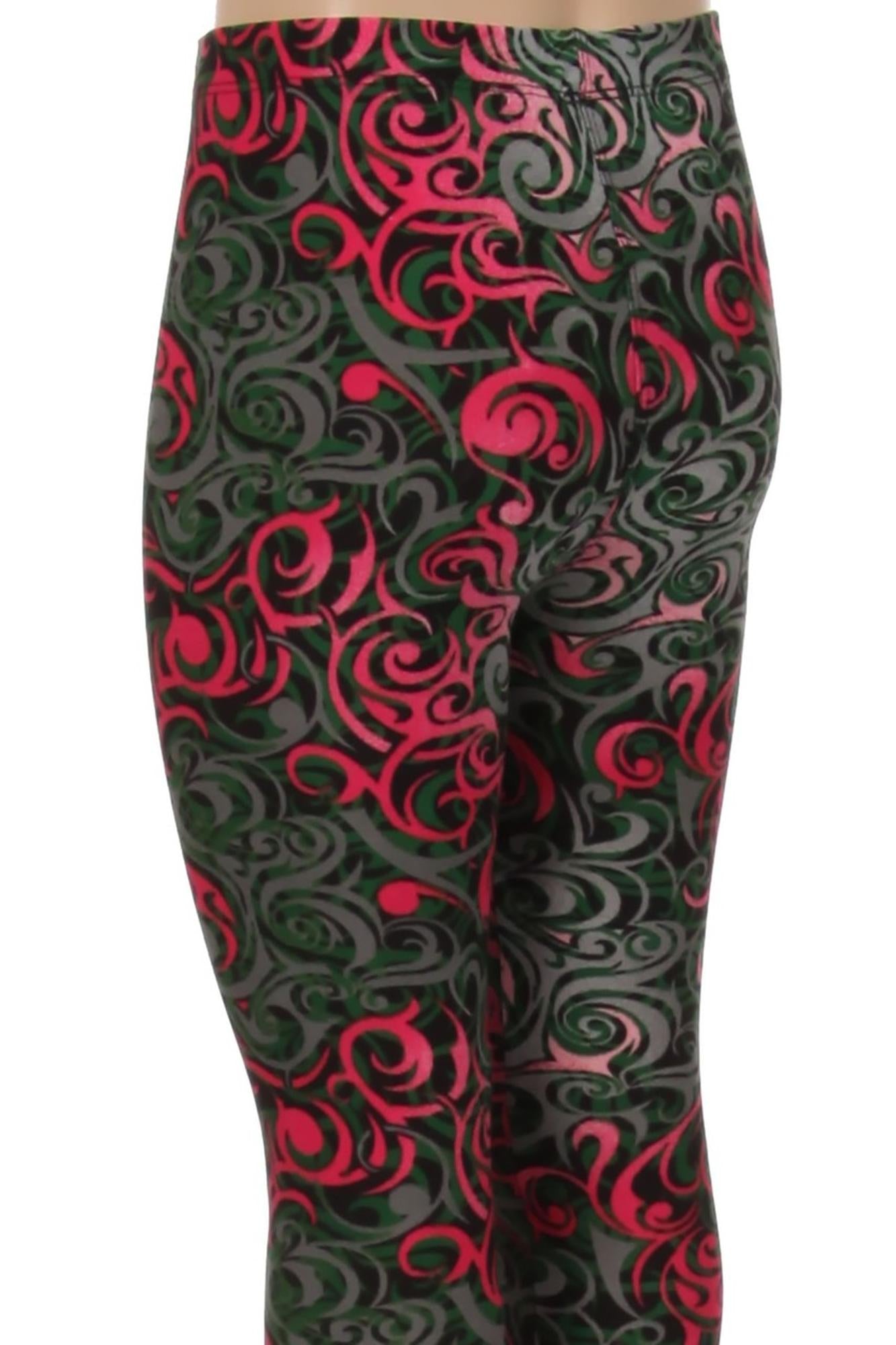 Wholesale Buttery Soft Fuchsia Tangled Swirl Kids Leggings