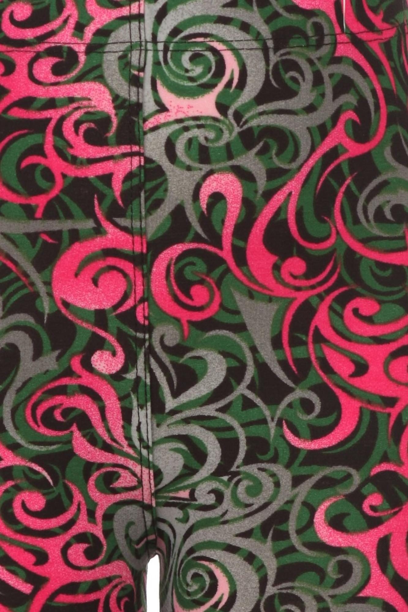 Wholesale Buttery Soft Fuchsia Tangled Swirl Kids Leggings