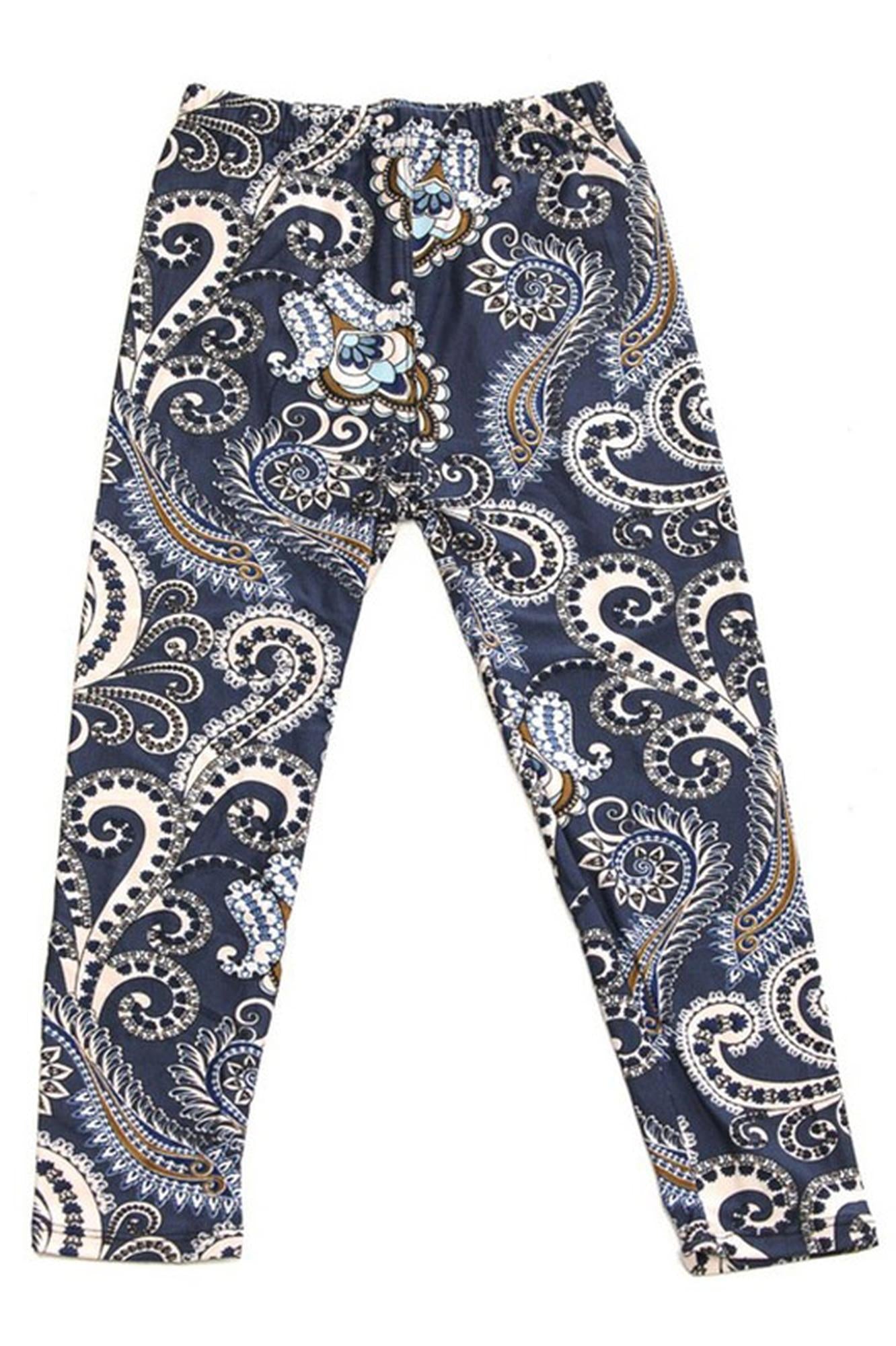 Wholesale Buttery Soft Navy Paisley Kids Leggings