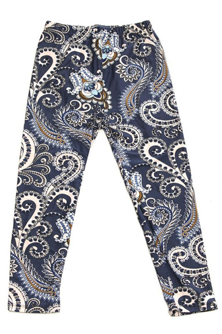 Wholesale Buttery Soft Navy Paisley Kids Leggings