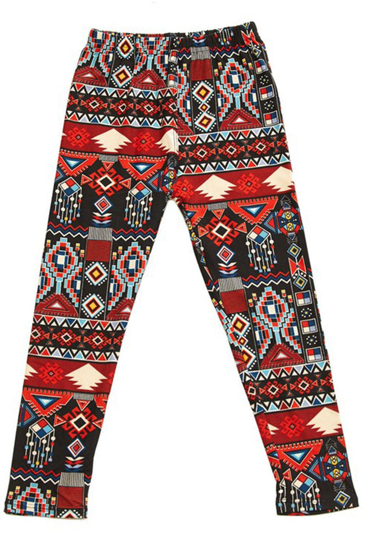 Wholesale Buttery Soft Red Tribal Kids Leggings