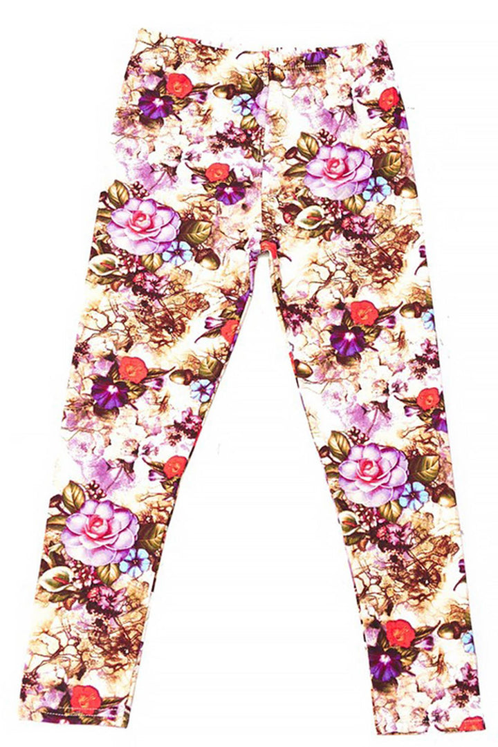 Wholesale Buttery Soft Ginger Summer Floral Kids Leggings