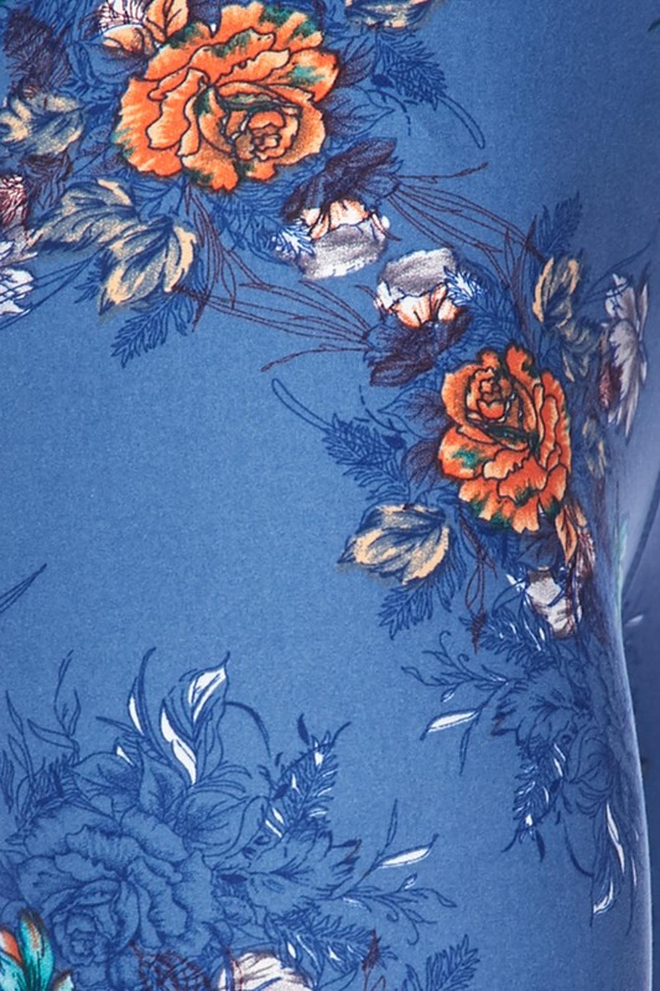 Wholesale Buttery Soft Denim Blue Floral Rose Kids Leggings